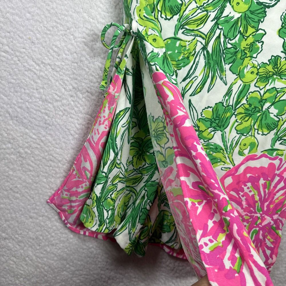 (T6) Lilly Pulitzer Pearl Romper Flamingle Engineered Flamingos Floral,Sz 4 - Picture 13 of 16